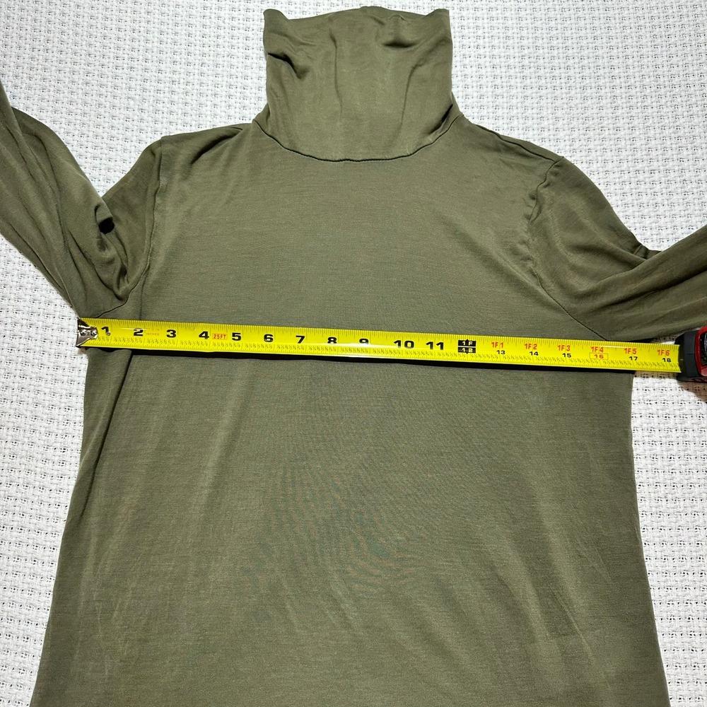 J. Crew Turtleneck Top Women‎ Med Olive Green 100% Tencel Lyocell Layering Silky - Picture 12 of 16